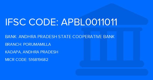 Andhra Pradesh State Cooperative Bank Porumamilla Branch IFSC Code