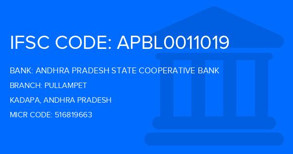 Andhra Pradesh State Cooperative Bank Pullampet Branch IFSC Code