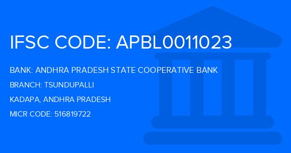 Andhra Pradesh State Cooperative Bank Tsundupalli Branch IFSC Code