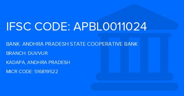 Andhra Pradesh State Cooperative Bank Duvvur Branch IFSC Code