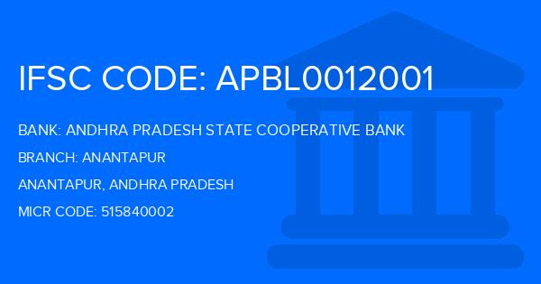 Andhra Pradesh State Cooperative Bank Anantapur Branch IFSC Code