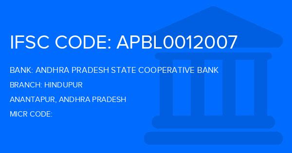 Andhra Pradesh State Cooperative Bank Hindupur Branch IFSC Code