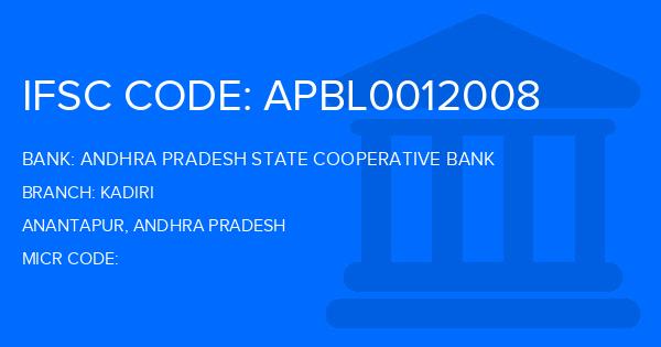 Andhra Pradesh State Cooperative Bank Kadiri Branch IFSC Code