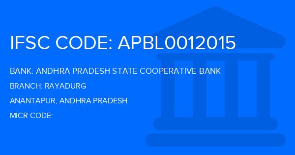 Andhra Pradesh State Cooperative Bank Rayadurg Branch IFSC Code