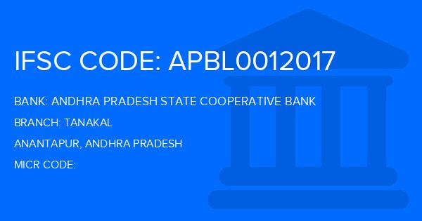 Andhra Pradesh State Cooperative Bank Tanakal Branch IFSC Code