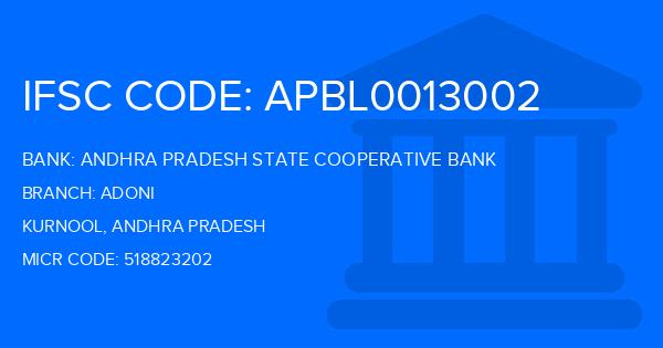 Andhra Pradesh State Cooperative Bank Adoni Branch IFSC Code