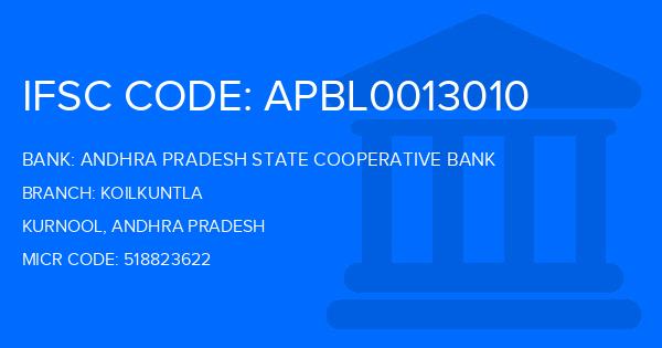 Andhra Pradesh State Cooperative Bank Koilkuntla Branch IFSC Code