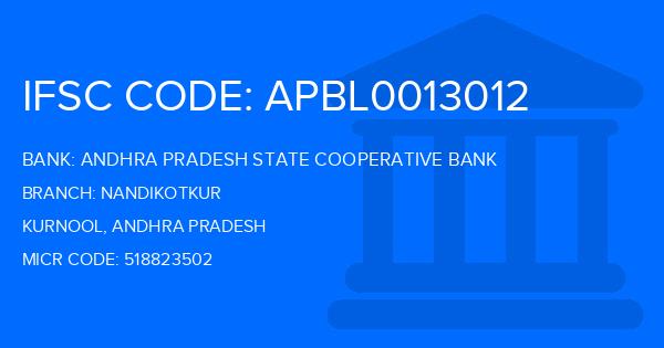 Andhra Pradesh State Cooperative Bank Nandikotkur Branch IFSC Code
