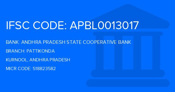 Andhra Pradesh State Cooperative Bank Pattikonda Branch IFSC Code