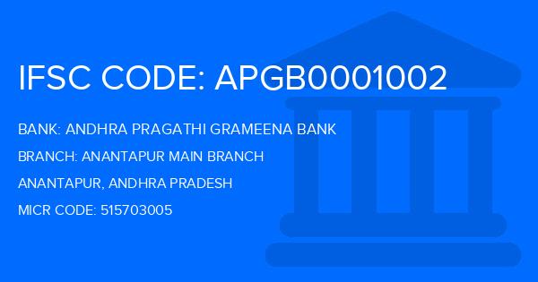 Andhra Pragathi Grameena Bank (APGB) Anantapur Main Branch