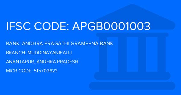 Andhra Pragathi Grameena Bank (APGB) Muddinayanipalli Branch IFSC Code