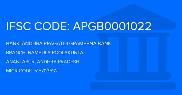 Andhra Pragathi Grameena Bank (APGB) Nambula Poolakunta Branch IFSC Code