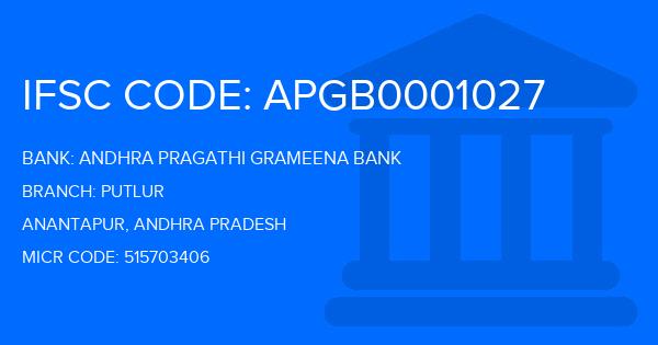 Andhra Pragathi Grameena Bank (APGB) Putlur Branch IFSC Code