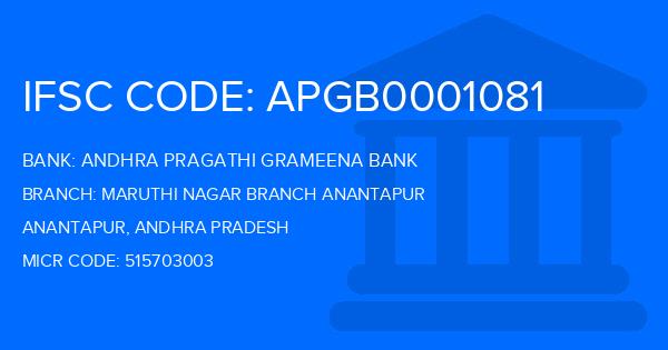 Andhra Pragathi Grameena Bank (APGB) Maruthi Nagar Branch Anantapur Branch IFSC Code