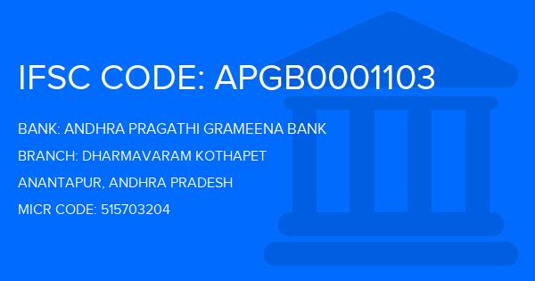 Andhra Pragathi Grameena Bank (APGB) Dharmavaram Kothapet Branch IFSC Code