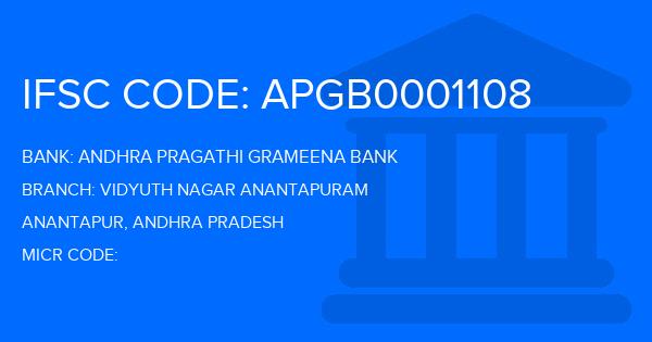 Andhra Pragathi Grameena Bank (APGB) Vidyuth Nagar Anantapuram Branch IFSC Code