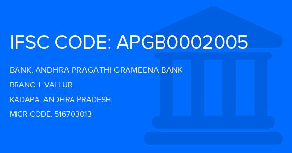 Andhra Pragathi Grameena Bank (APGB) Vallur Branch IFSC Code