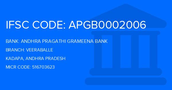 Andhra Pragathi Grameena Bank (APGB) Veeraballe Branch IFSC Code