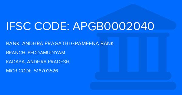 Andhra Pragathi Grameena Bank (APGB) Peddamudiyam Branch IFSC Code