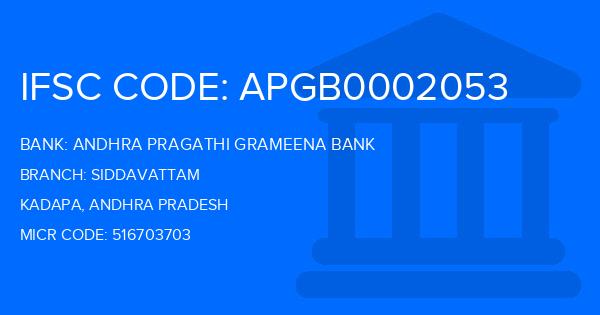 Andhra Pragathi Grameena Bank (APGB) Siddavattam Branch IFSC Code