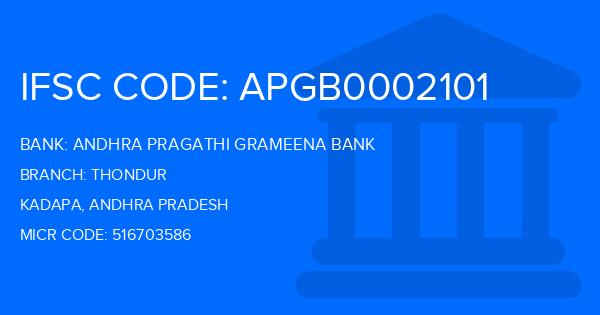 Andhra Pragathi Grameena Bank (APGB) Thondur Branch IFSC Code
