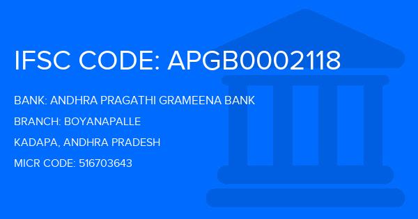 Andhra Pragathi Grameena Bank (APGB) Boyanapalle Branch IFSC Code