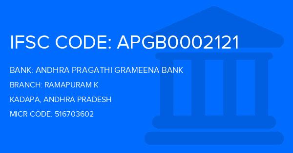 Andhra Pragathi Grameena Bank (APGB) Ramapuram K Branch IFSC Code