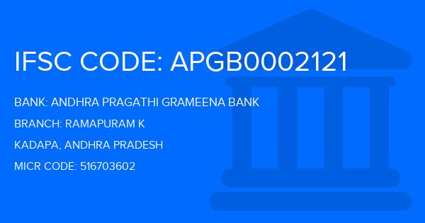 Andhra Pragathi Grameena Bank (APGB) Ramapuram K Branch IFSC Code