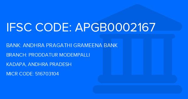 Andhra Pragathi Grameena Bank (APGB) Proddatur Modempalli Branch IFSC Code