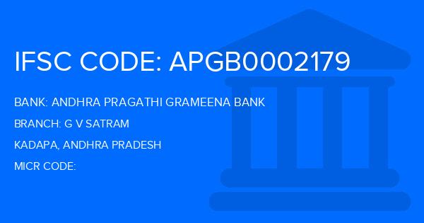 Andhra Pragathi Grameena Bank (APGB) G V Satram Branch IFSC Code