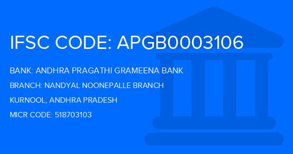 Andhra Pragathi Grameena Bank (APGB) Nandyal Noonepalle Branch