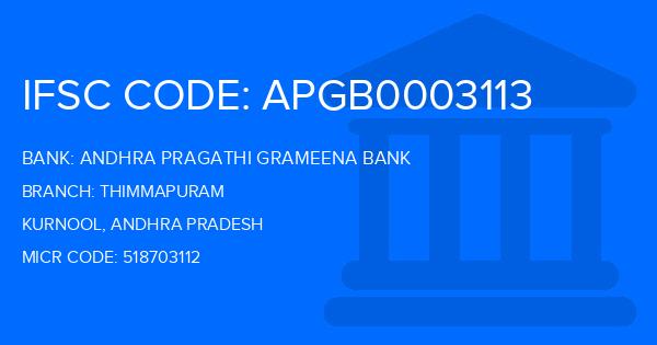 Andhra Pragathi Grameena Bank (APGB) Thimmapuram Branch IFSC Code