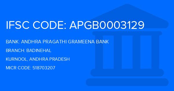 Andhra Pragathi Grameena Bank (APGB) Badinehal Branch IFSC Code