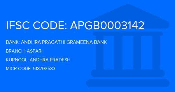 Andhra Pragathi Grameena Bank (APGB) Aspari Branch IFSC Code