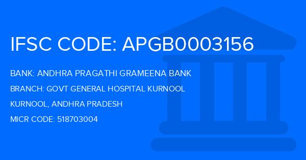 Andhra Pragathi Grameena Bank (APGB) Govt General Hospital Kurnool Branch IFSC Code