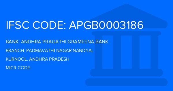 Andhra Pragathi Grameena Bank (APGB) Padmavathi Nagar Nandyal Branch IFSC Code