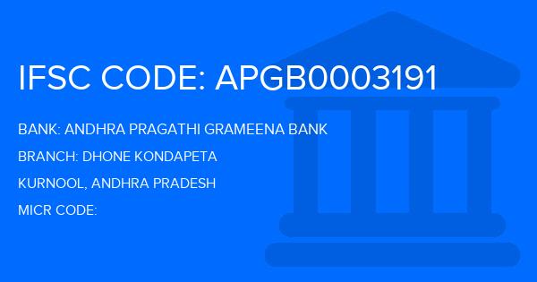 Andhra Pragathi Grameena Bank (APGB) Dhone Kondapeta Branch IFSC Code