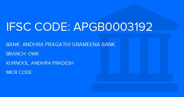 Andhra Pragathi Grameena Bank (APGB) Owk Branch IFSC Code