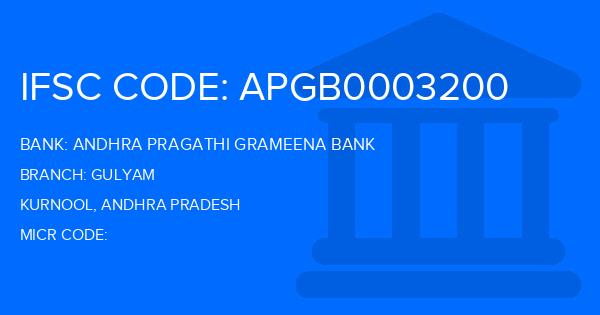 Andhra Pragathi Grameena Bank (APGB) Gulyam Branch IFSC Code