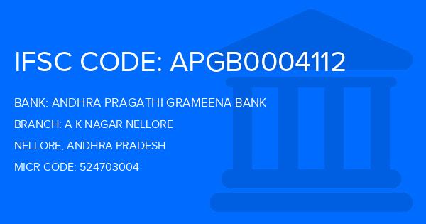 Andhra Pragathi Grameena Bank (APGB) A K Nagar Nellore Branch IFSC Code
