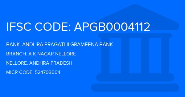 Andhra Pragathi Grameena Bank (APGB) A K Nagar Nellore Branch IFSC Code