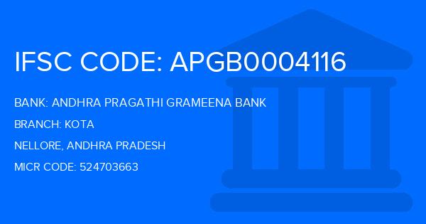 Andhra Pragathi Grameena Bank (APGB) Kota Branch IFSC Code