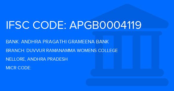 Andhra Pragathi Grameena Bank (APGB) Duvvur Ramanamma Womens College Branch IFSC Code
