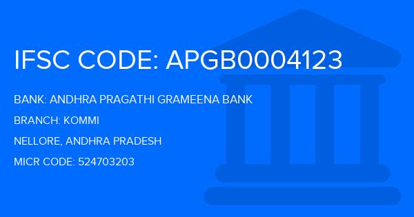 Andhra Pragathi Grameena Bank (APGB) Kommi Branch IFSC Code