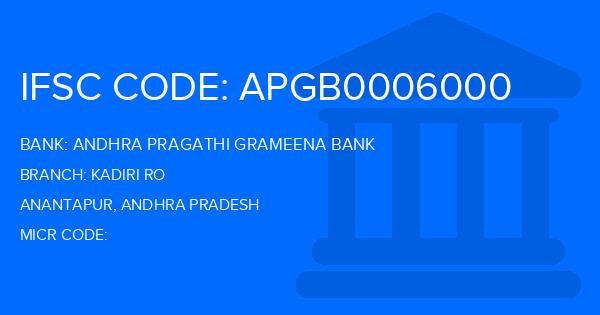 Andhra Pragathi Grameena Bank (APGB) Kadiri Ro Branch IFSC Code
