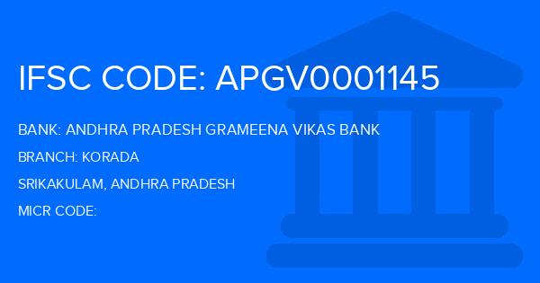 Andhra Pradesh Grameena Vikas Bank (APGVB) Korada Branch IFSC Code