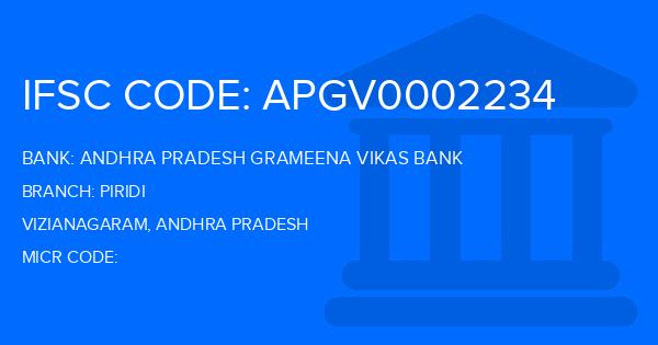 Andhra Pradesh Grameena Vikas Bank (APGVB) Piridi Branch IFSC Code
