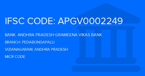 Andhra Pradesh Grameena Vikas Bank (APGVB) Pedabondapalli Branch IFSC Code