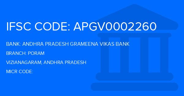 Andhra Pradesh Grameena Vikas Bank (APGVB) Poram Branch IFSC Code