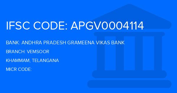 Andhra Pradesh Grameena Vikas Bank (APGVB) Vemsoor Branch IFSC Code